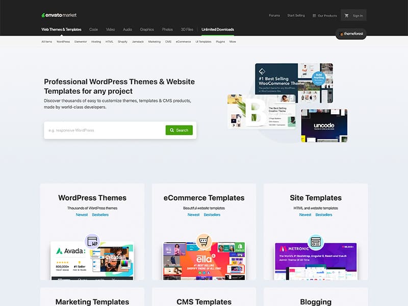 ThemeForest - Sitio Web para Comprar Themes WordPress